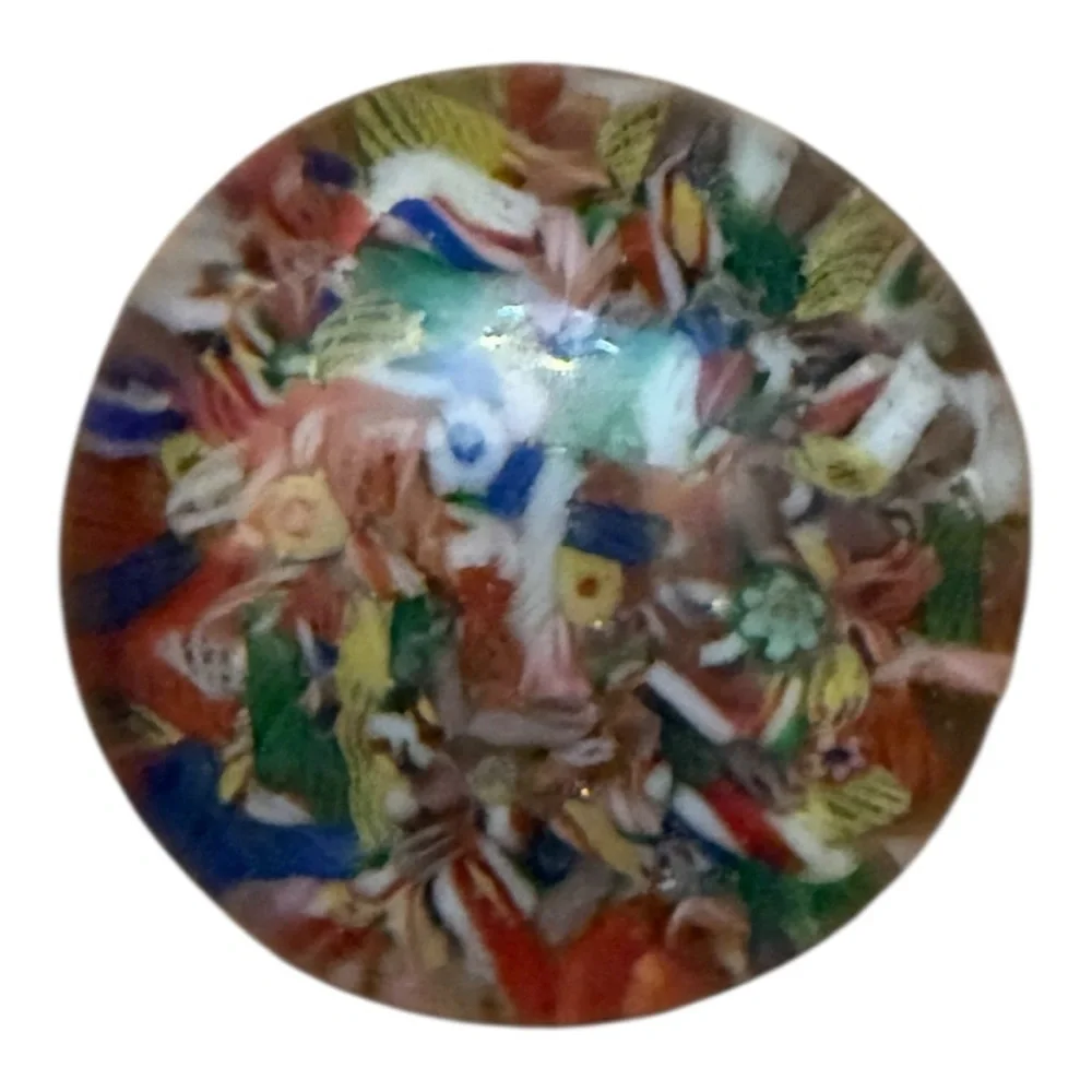Vintage Scramble End of Day‎ Millefiori Paperweight Round as is